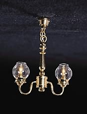 2-up Arm Clear Globe Chandelier
